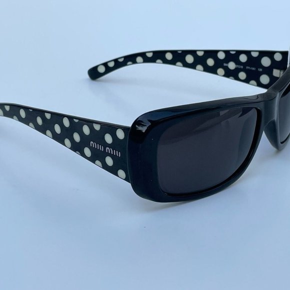 Miu Miu Women Sunglasses Polarized Eye Wear Black W/ White Dots SMU16F 57[]15 - Picture 2 of 12